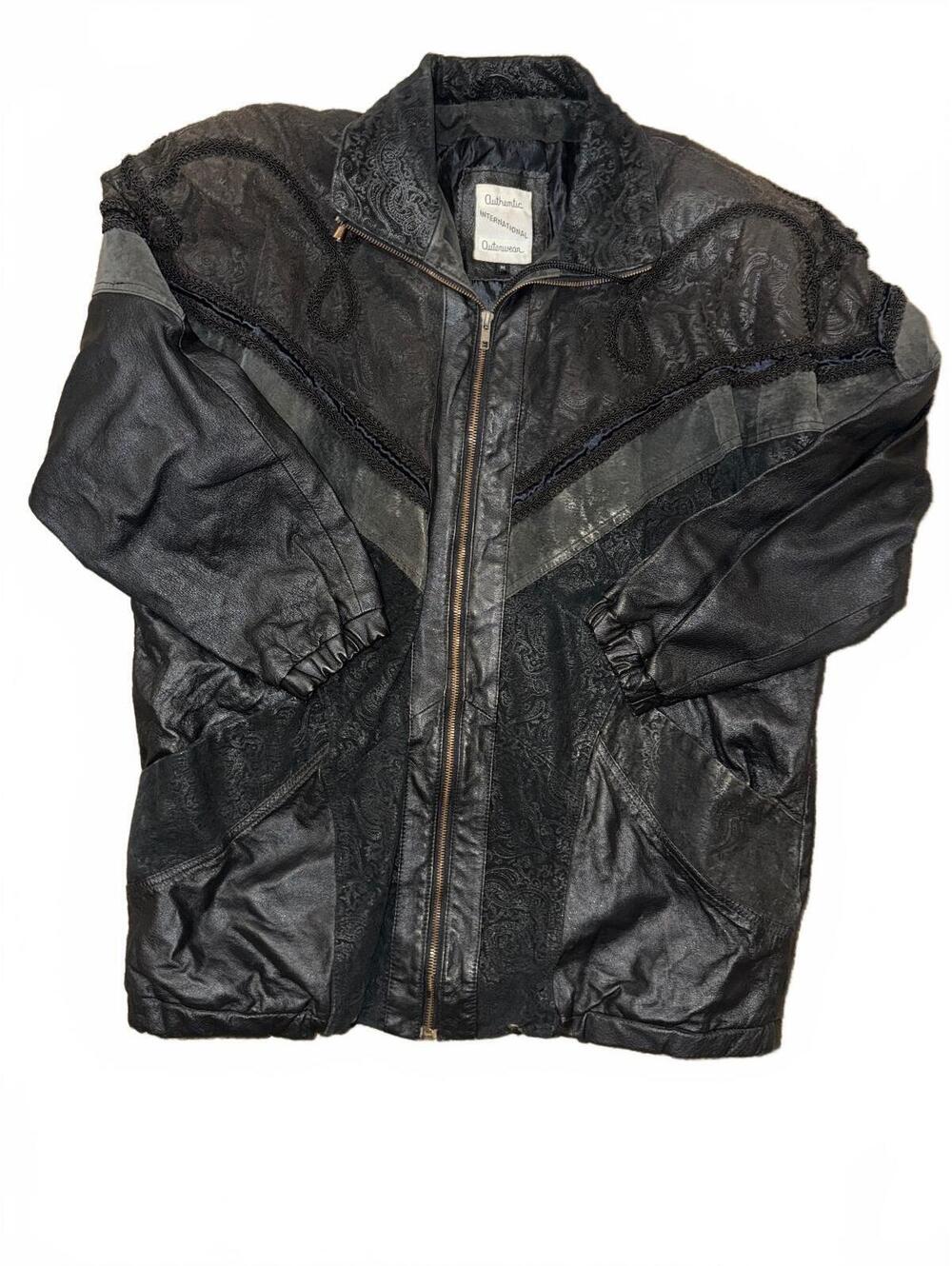 Men’s Authentic International Outerwear black leather jacket Size Medium